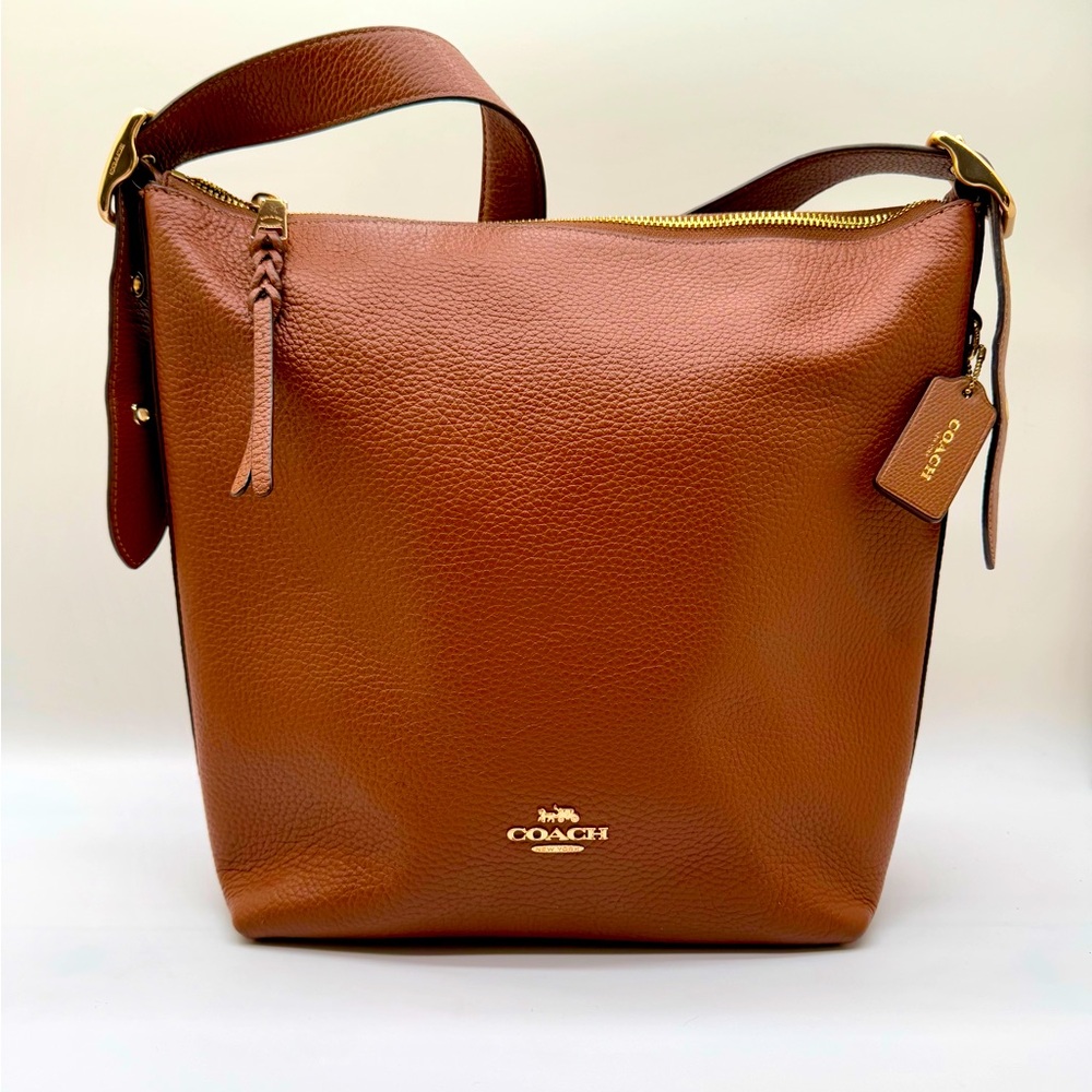 Coach Val Brown Leather Duffle Bag Adjustable Strap for Crossbody Wear C2818